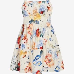 NWT Floral ruched tiered poplin mini dress Size L